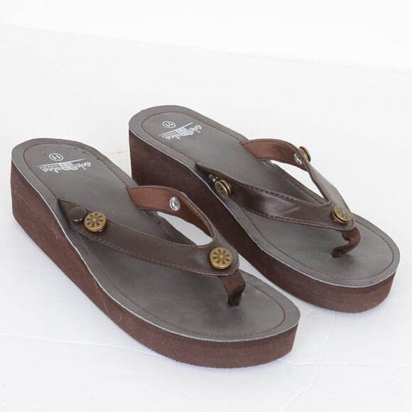 SoleMates Brown Flip Flop Beach Sandals Thong Shoes Women's 11 - Picture 1 of 7